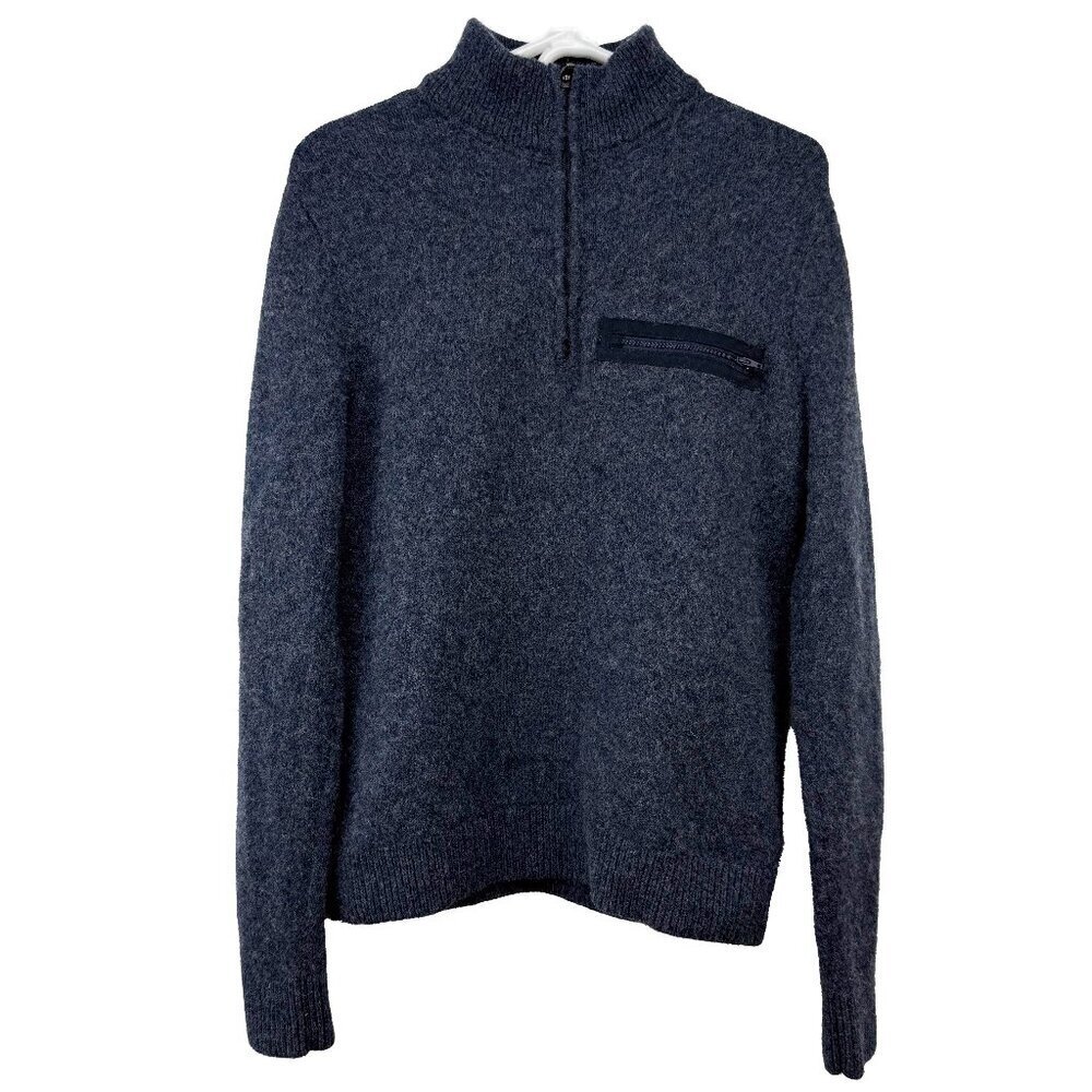 Abercrombie & Fitch 1892 Collection Wool Quarter Zip Blue Mock Neck Sweater Sz M